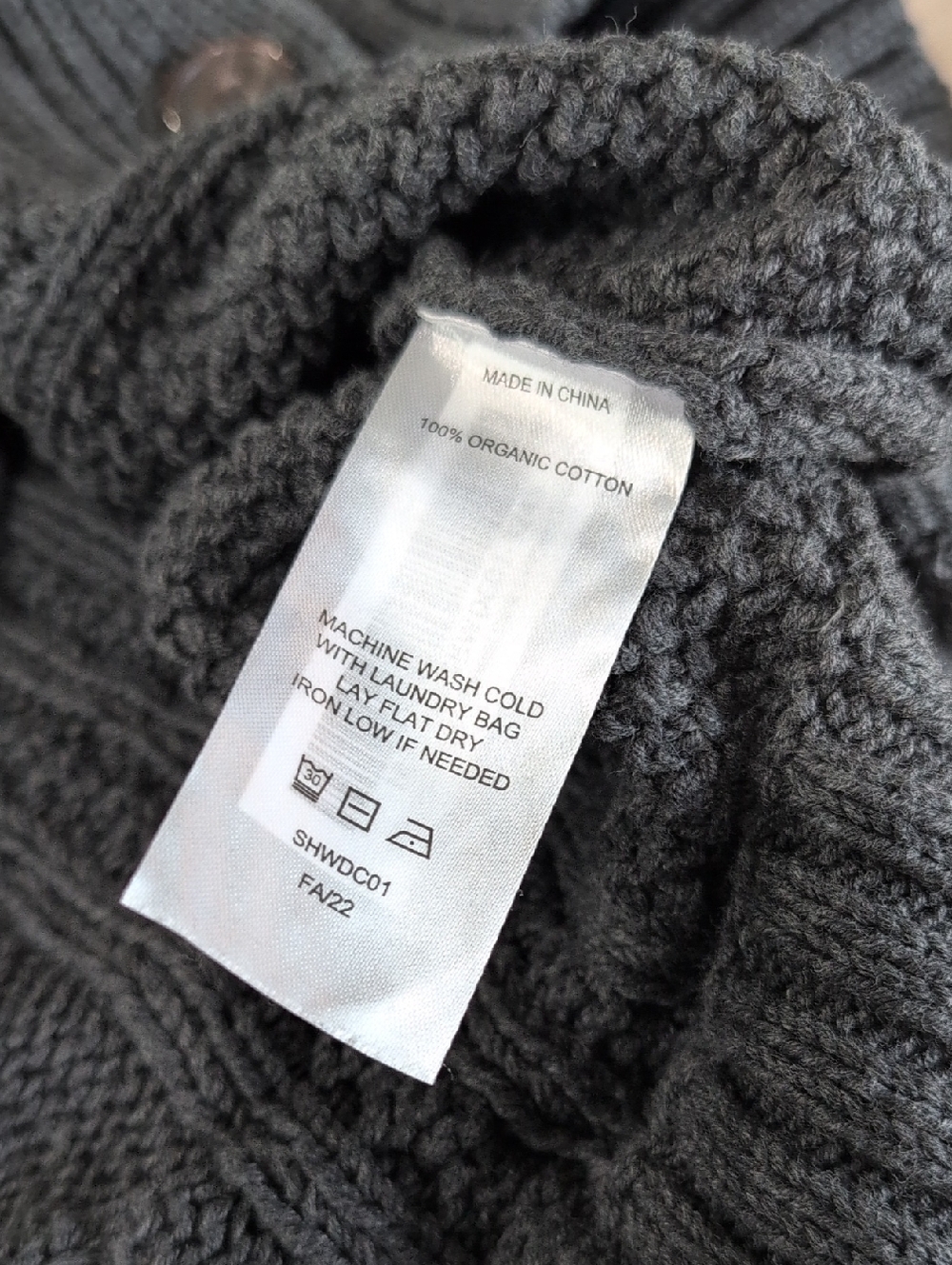 Quince Organic Cotton Cable Knit Cardigan Small Charcoal - Picture 6 of 6